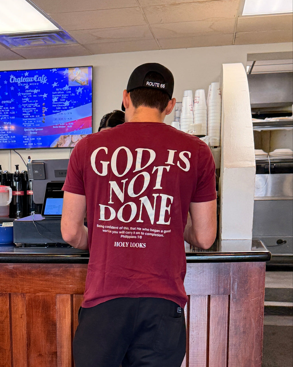 God Is Not Done Tee Maroon