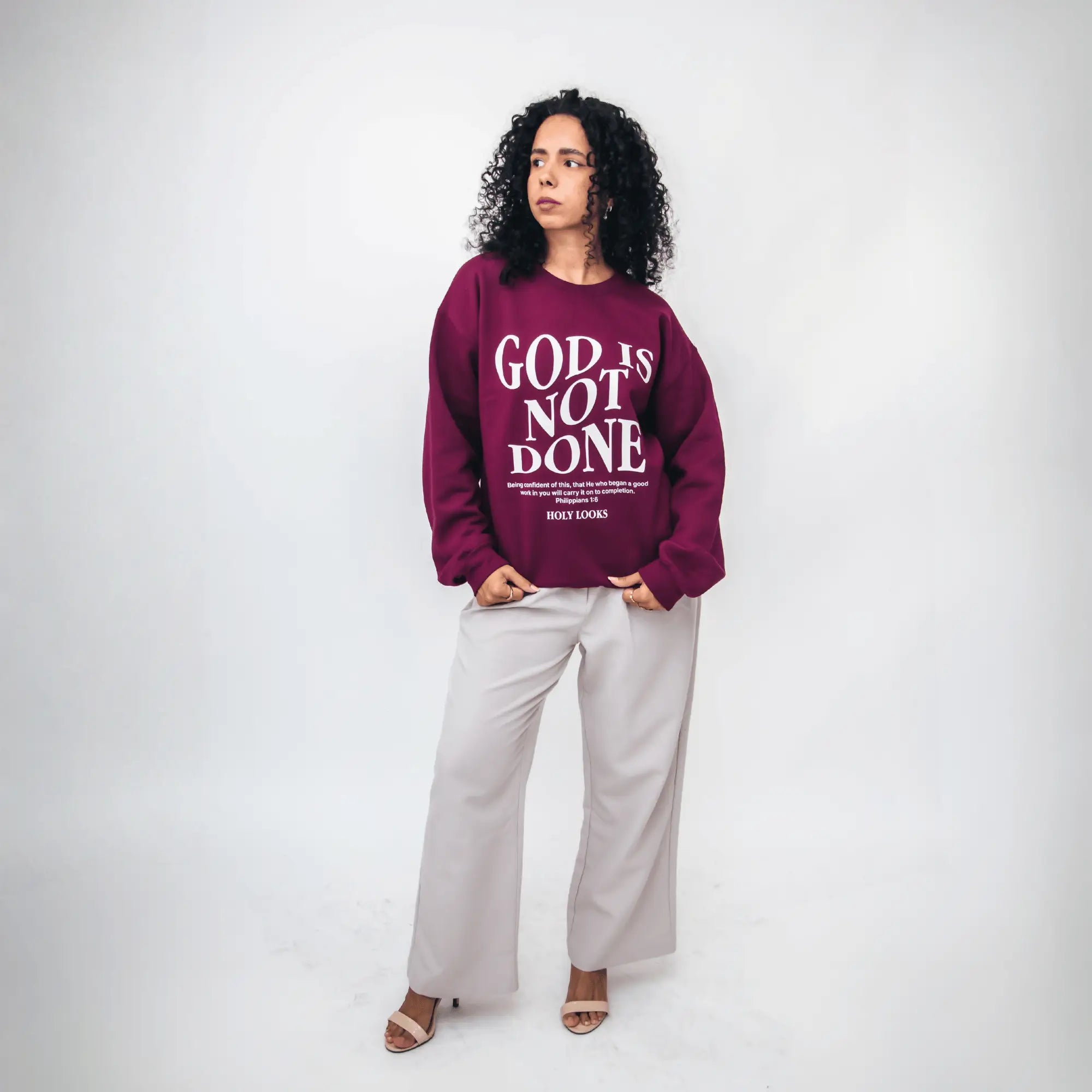God Is Not Done Sweatshirt Maroon - Holy Looks