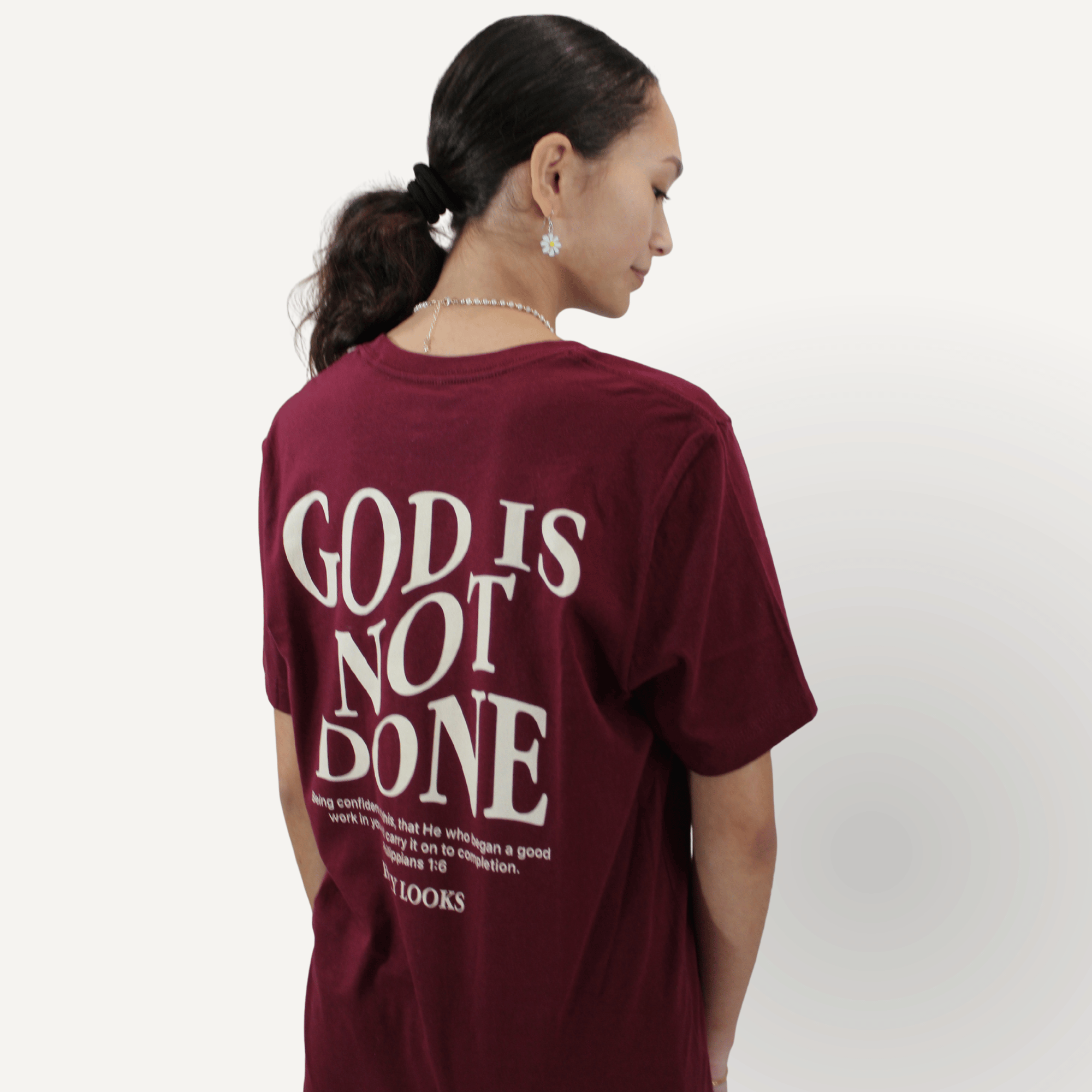 God Is Not Done Tee – Philippians 1:6 Maroon - Holy Looks