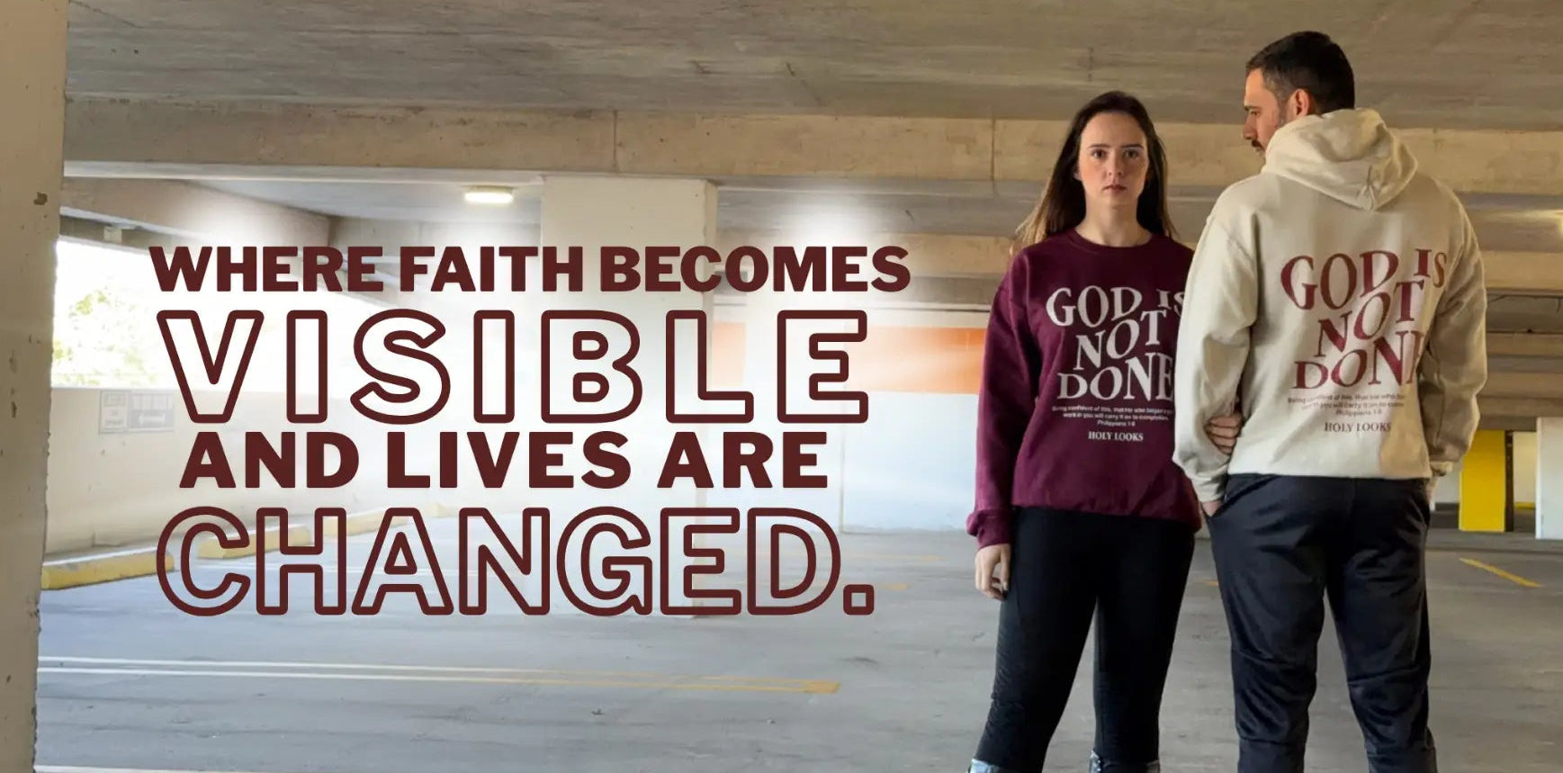 couple wearing chistian hoodies