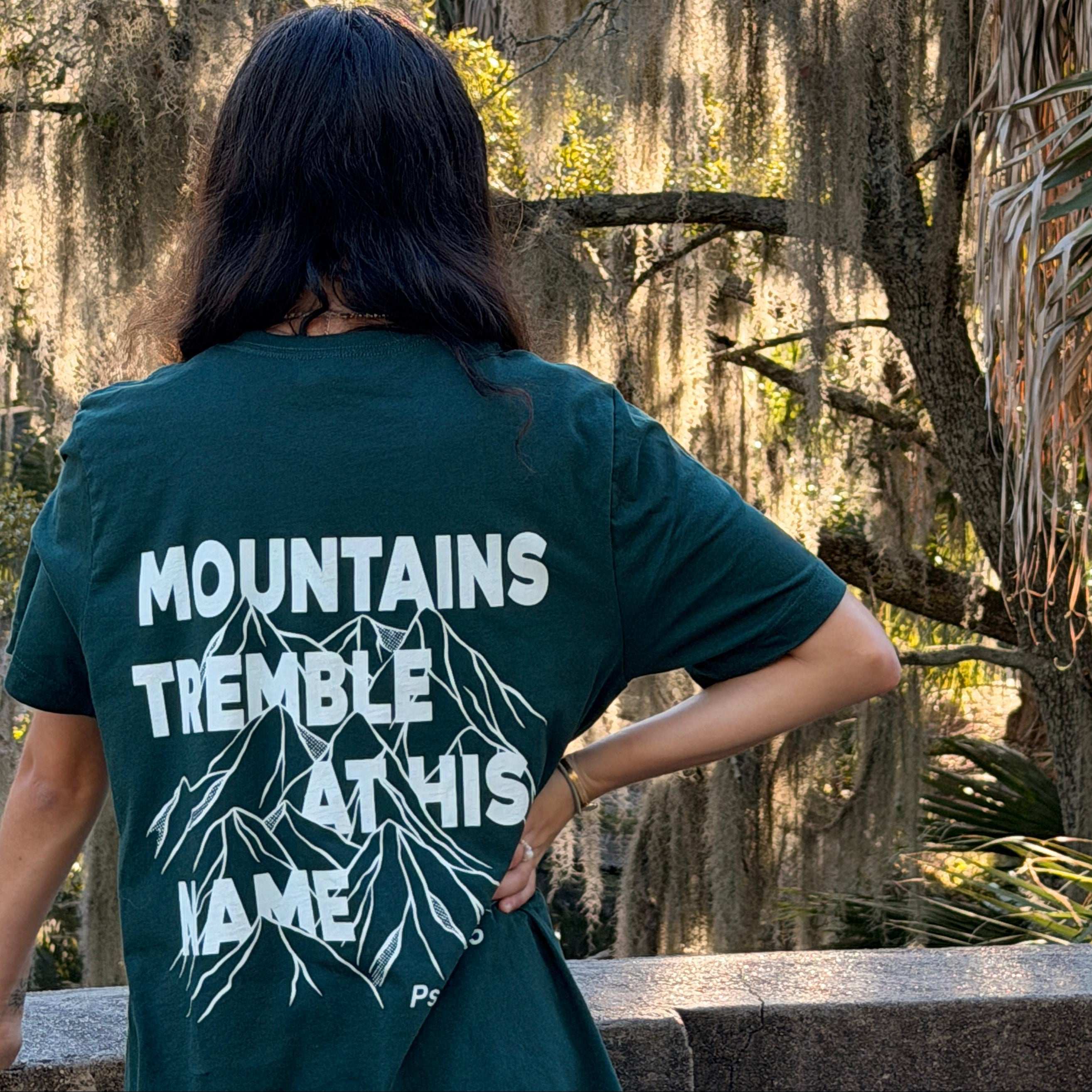 Mountains Tremble at His Name Tee – Christian T-Shirt Inspired by Psalm 97:5 - Holy Looks
